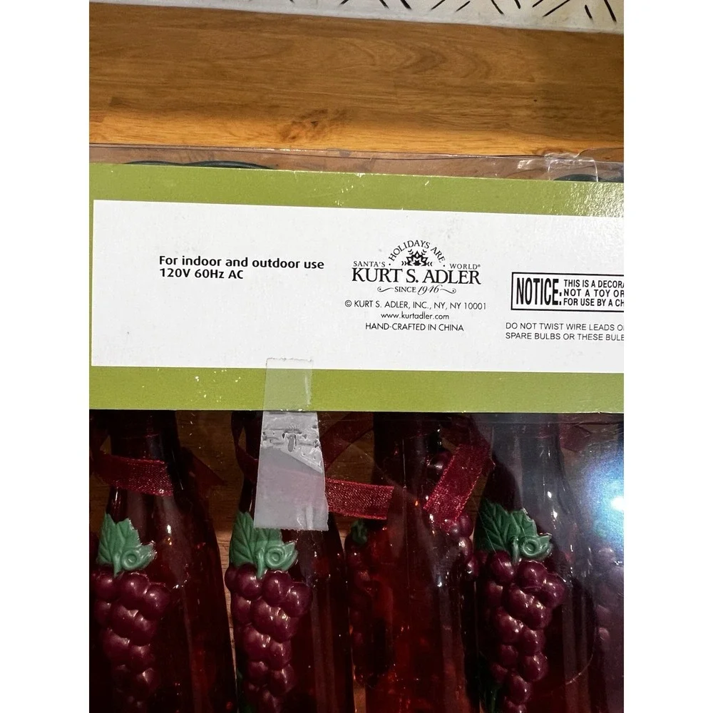 Kurt S. Adler Holiday Cheer Wine Bottle String Lights Party Light Indoor Outdoor